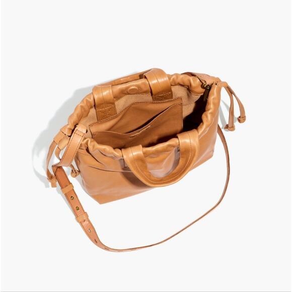 Madewell Piazza Drawstring Leather Crossbody Bag Timber Beam Tan NEW - Picture 5 of 14